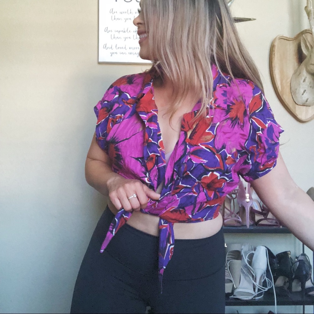 Floral tie shirt